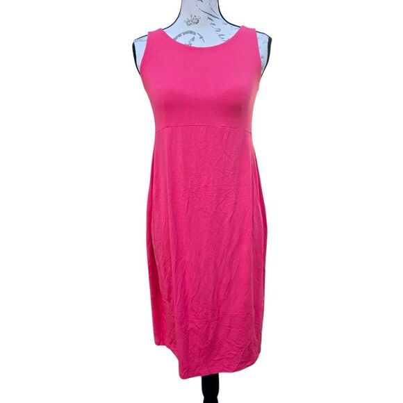 Eileen Fisher Pink Back Cutout Crew Neck Sleeveless Knee Length Dress Size PP XS - Picture 1 of 8